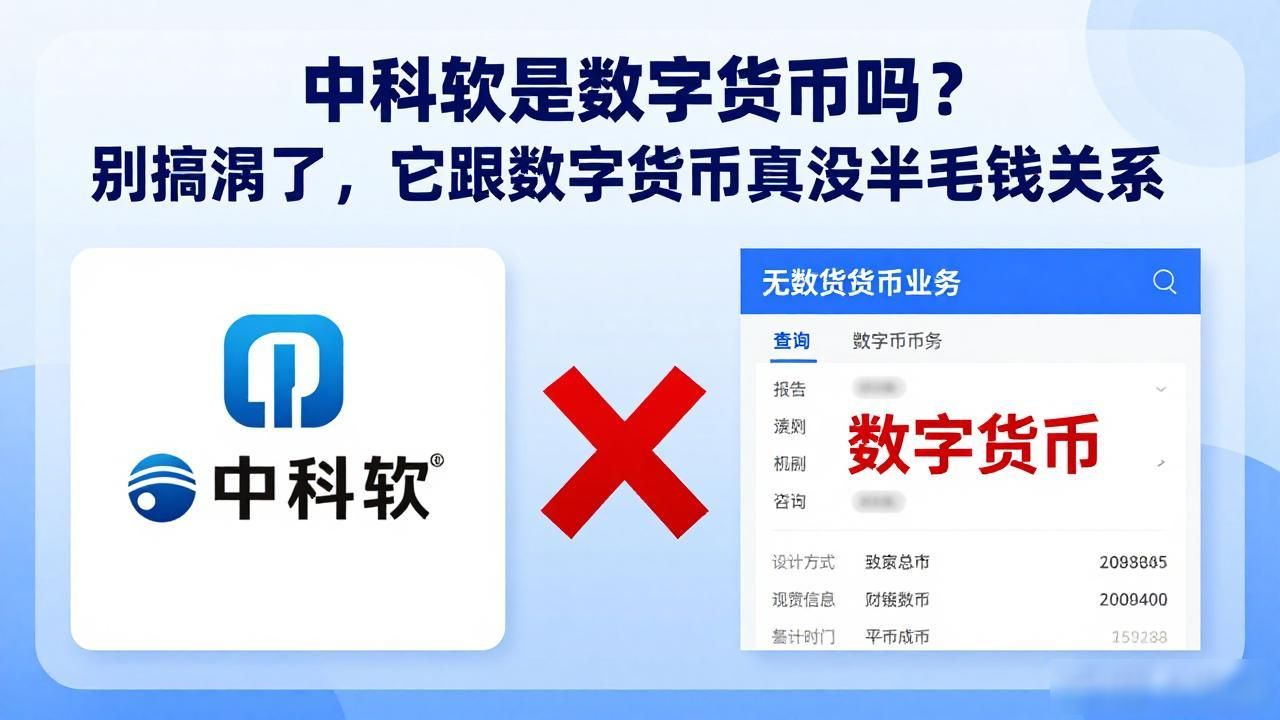 中科软是数字货币吗？别搞混了，它跟数字货币真没半毛钱关系