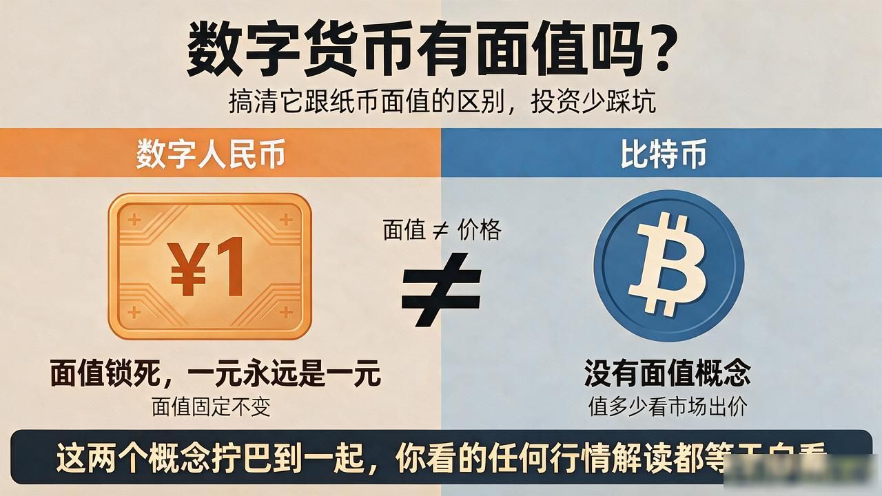 数字货币有面值吗？搞清它跟纸币面值的区别，投资少踩坑